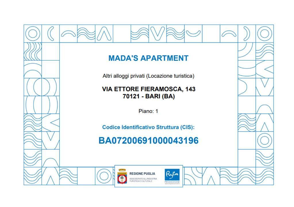 Mada'S Apartment Deluxe Бари Экстерьер фото